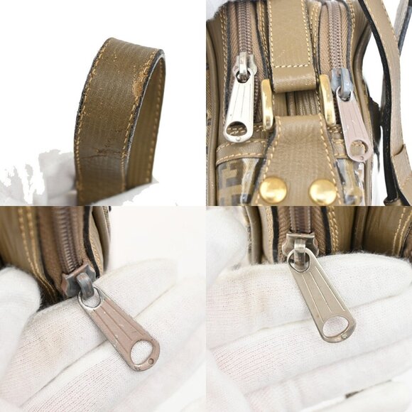 FENDI Logo Zucca Pattern Shoulder Bag Coating Canvas Leather Brown - Picture 9 of 16